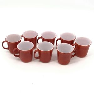 Vintage Lot of 8 Burnt Orange Pyrex Mugs
